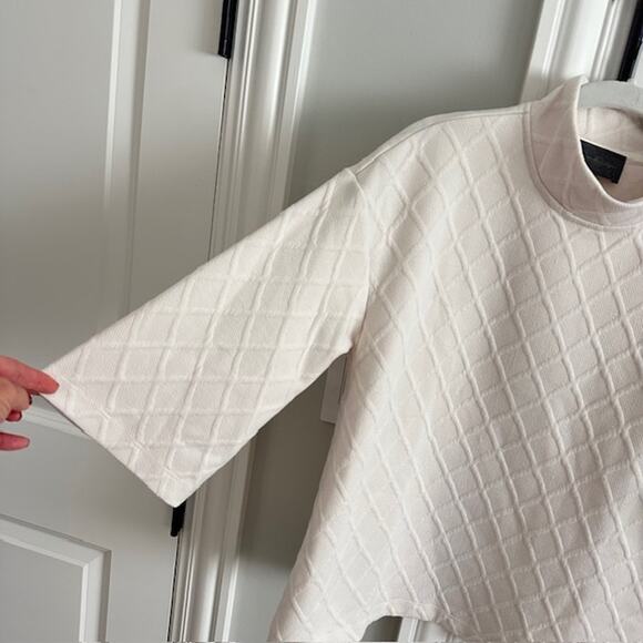 Anthropologie Sunday In Brooklyn Mollie Button Shoulder Top Mock Neck S Cream - Picture 5 of 10